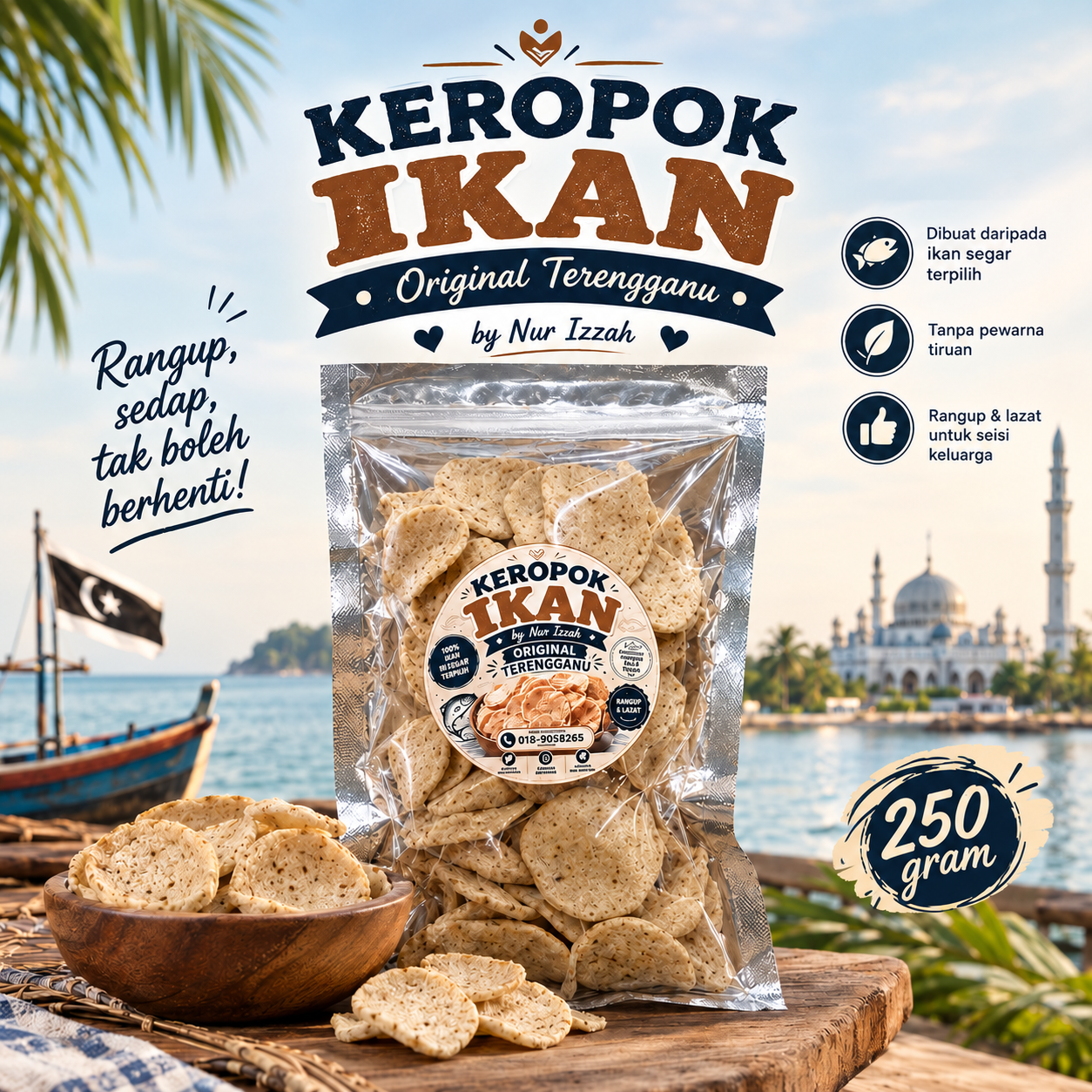 Keropok Ikan Original Terengganu 250g